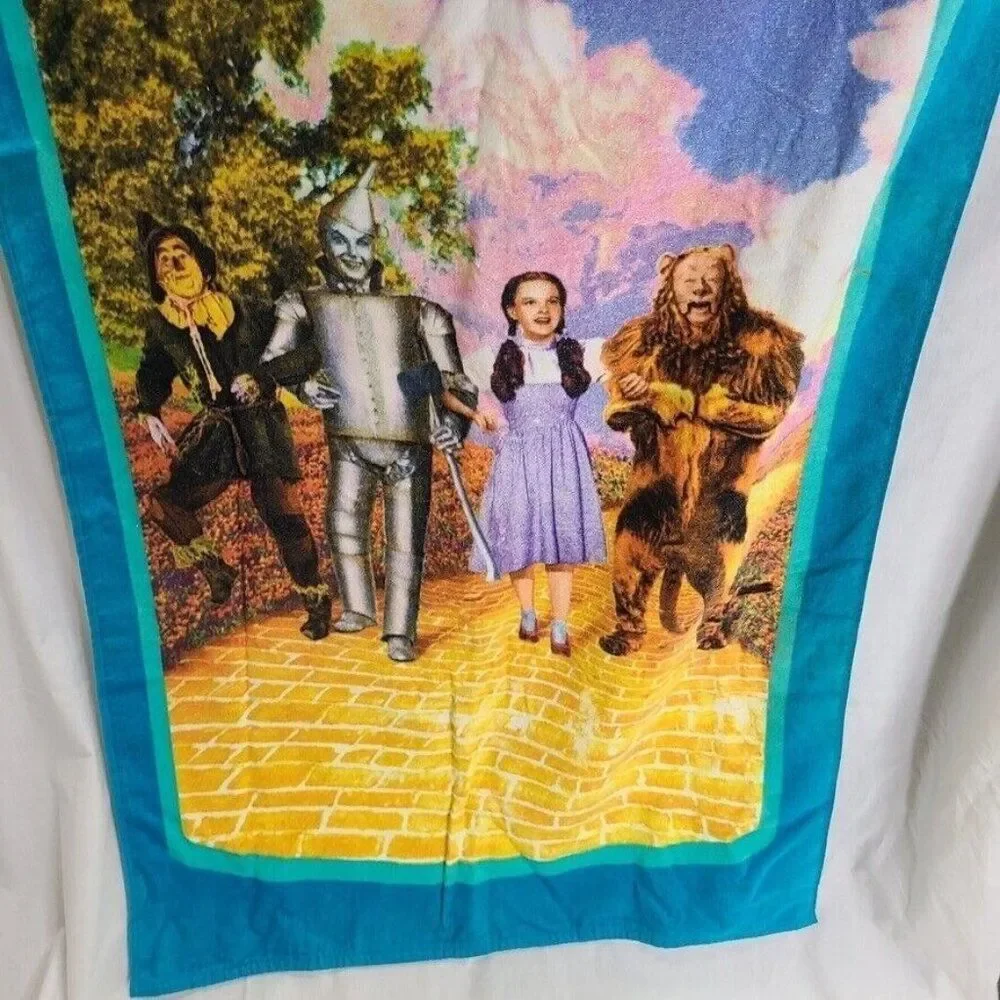 Vintage 90s Wizard of Oz Yellow Brick Road Beach Towel Dorothy Toto New